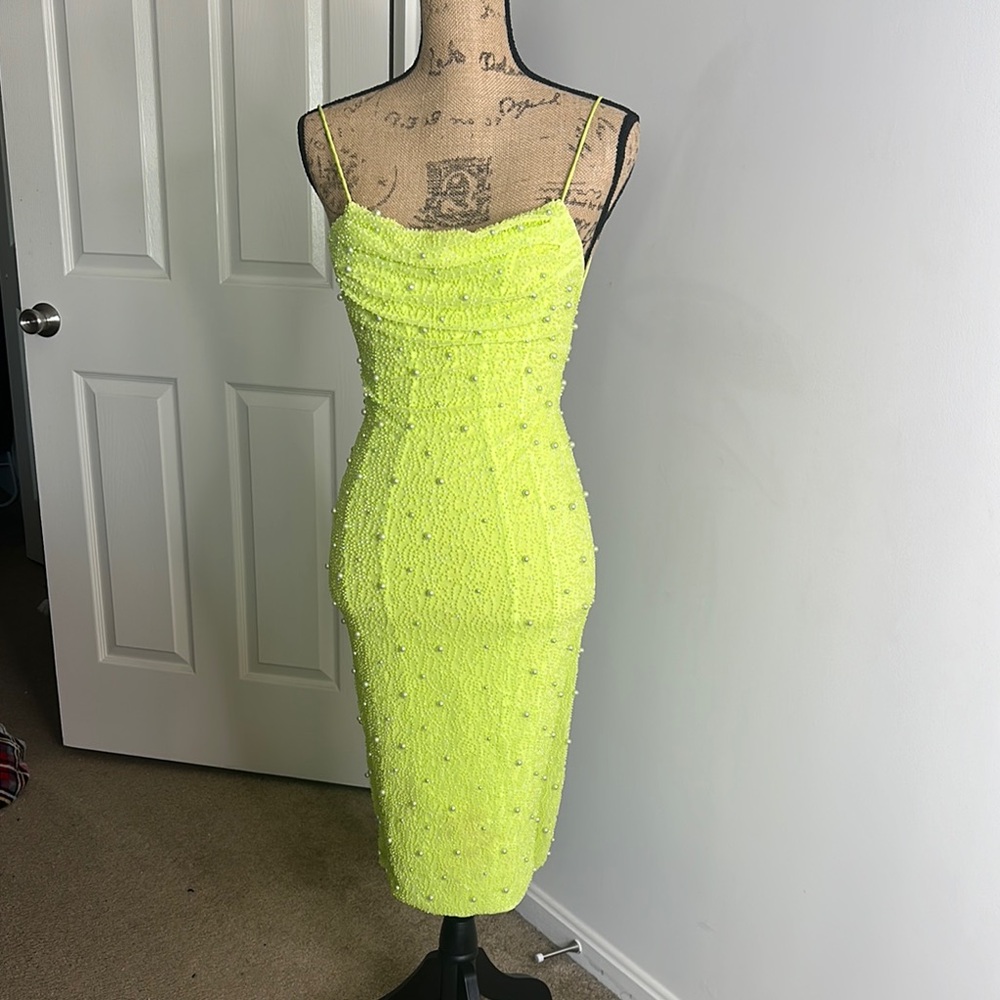 Lime Green Beaded Dress